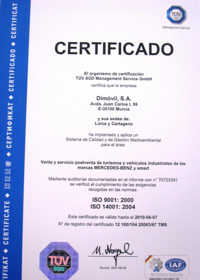 Modelo de certificado de calidad iso 9001