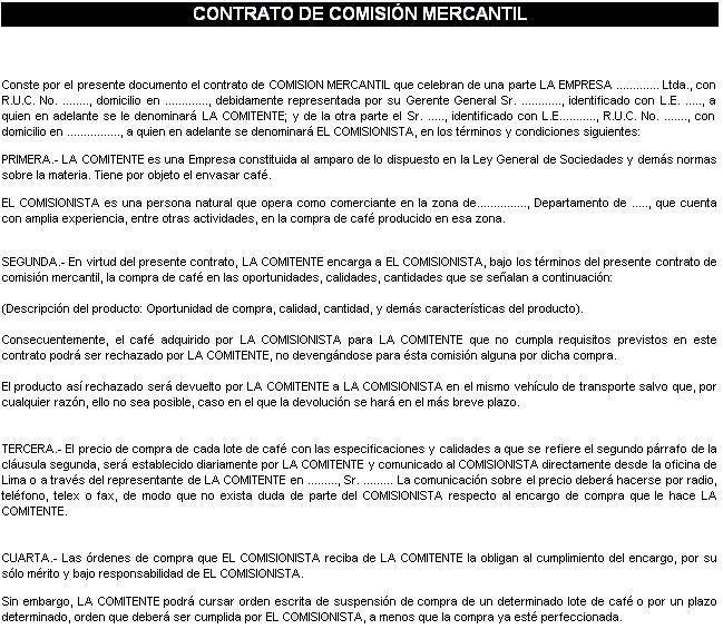 Modelo de contrato de comision mercantil