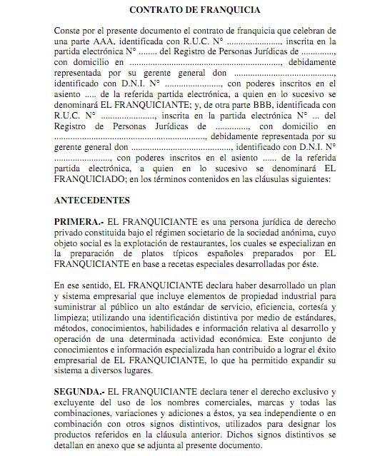 Modelo De Contrato De Franquicia Contrato De Franquic 0026