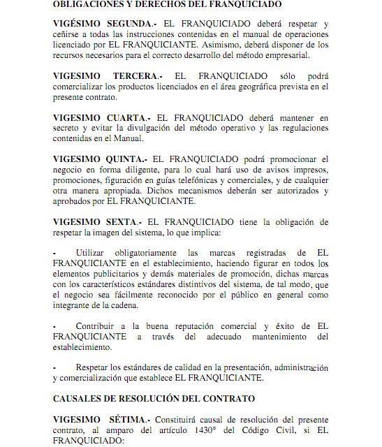 Modelo De Contrato De Franquicia 2934