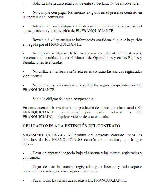 Modelo De Contrato De Franquicia 1385