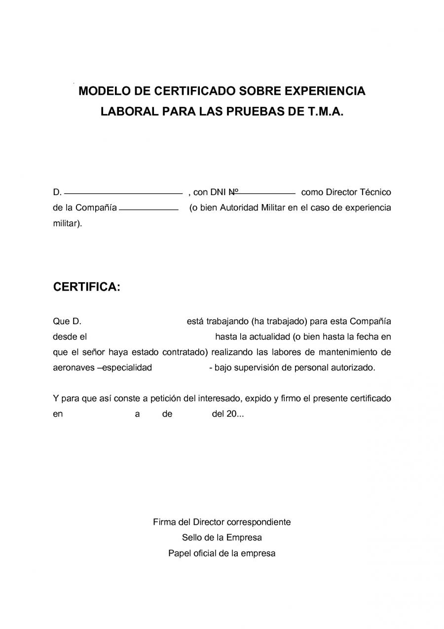 Ejemplo de certificado laboral