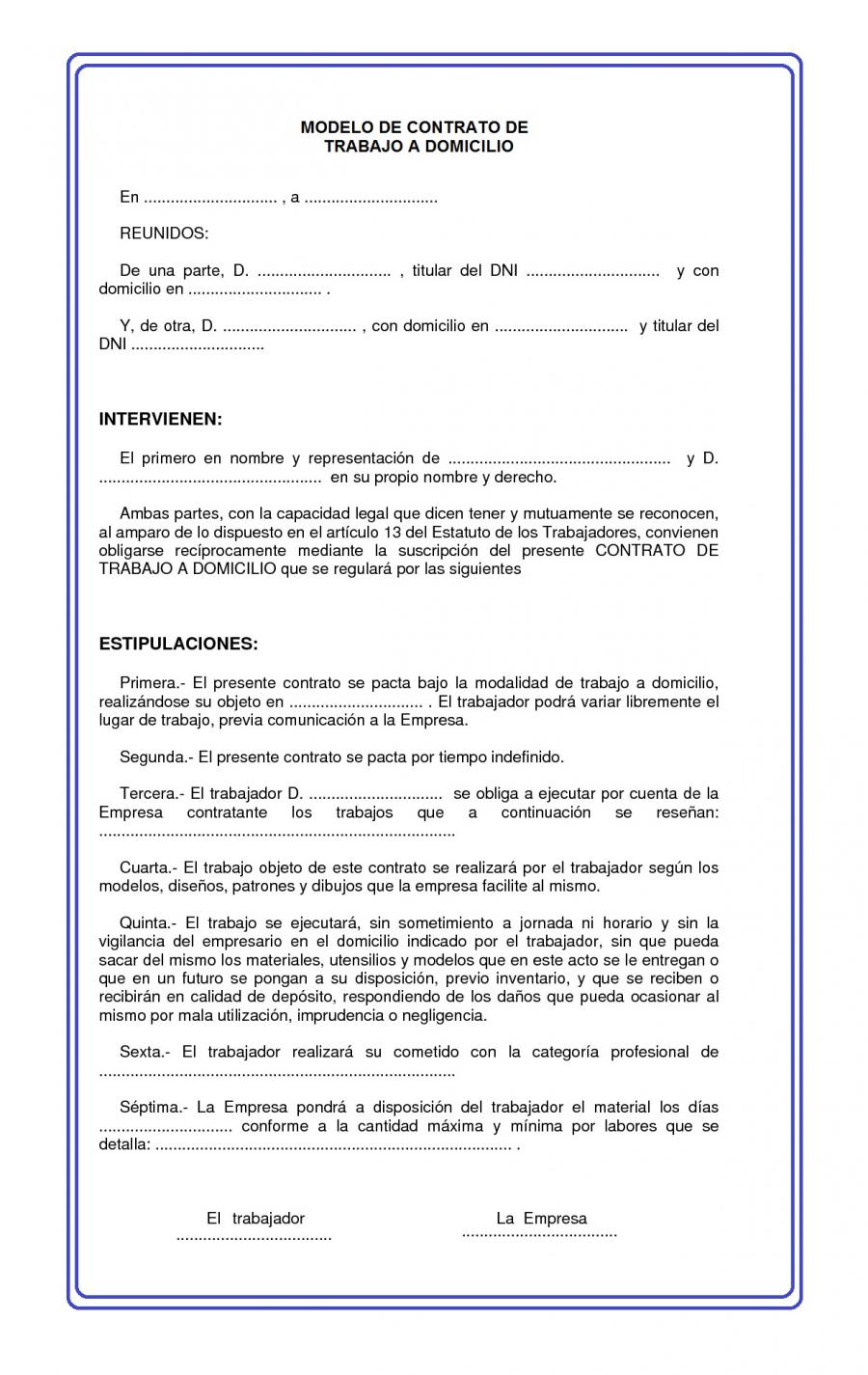 Contrato De Trabajo Ejemplos Y Formatos Word Y Pdf Para Imprimir Images ...