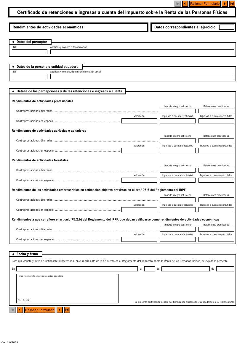 Modelo de certificado de ingresos y retenciones