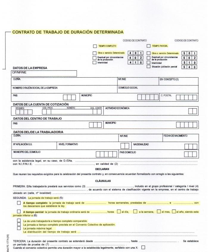 Modelo de contrato de trabajo 501