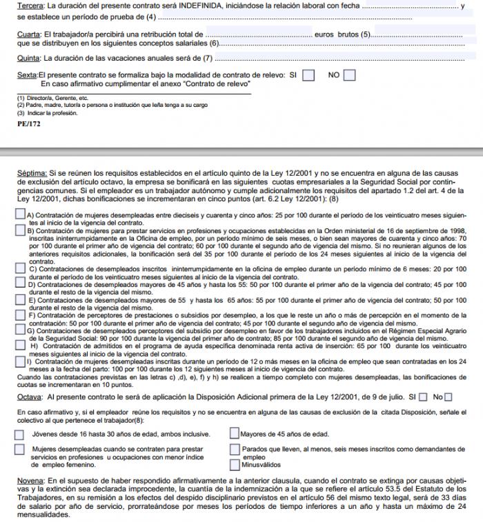 Modelo de contrato de trabajo indefinido a tiempo completo