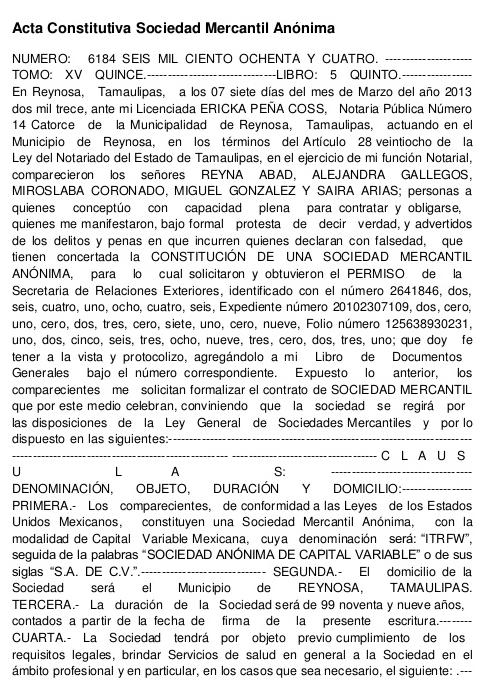 Modelo de acta constitutiva de cooperativa :