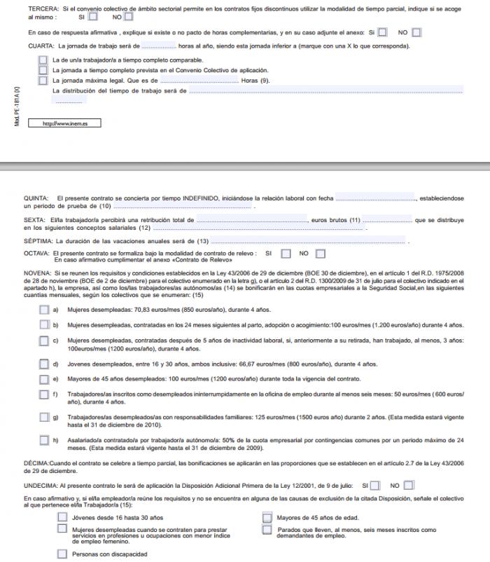 Modelo contrato de trabajo españa :