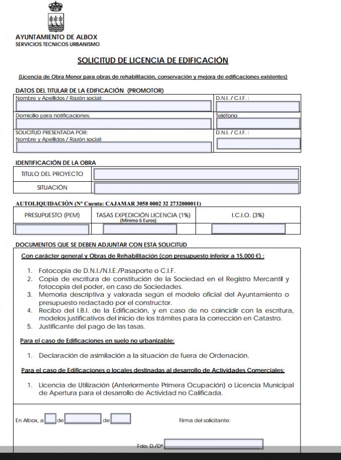 50+ Una solicitud de una licencia de obra menor carta 