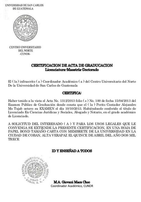 Ejemplo de actas guatemala :