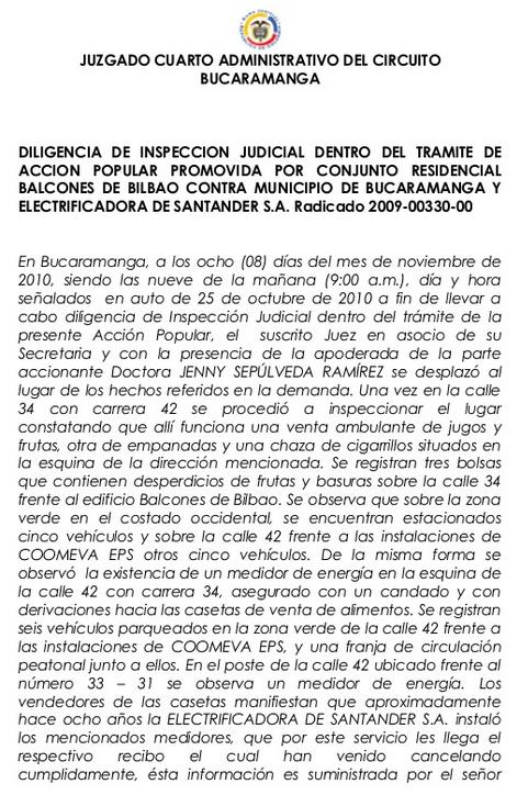 Modelo de acta de inspección judicial :