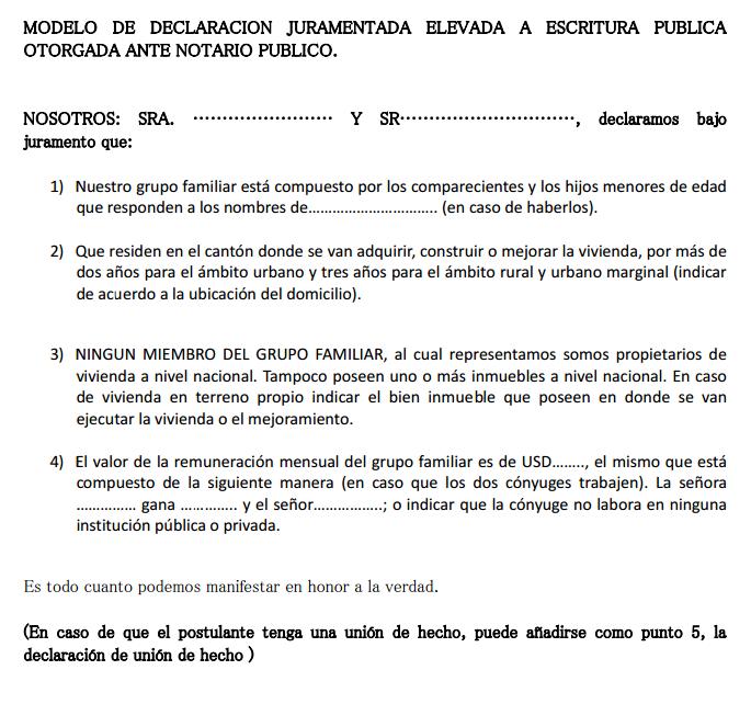 Modelo de minuta declaración juramentada :