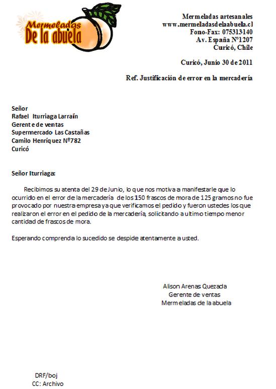 Modelo carta justificacion