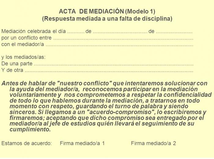 Modelo actas de mediación