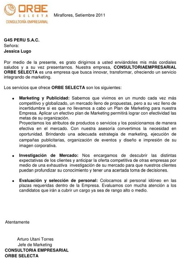 Modelo carta para ofrecer servicios :