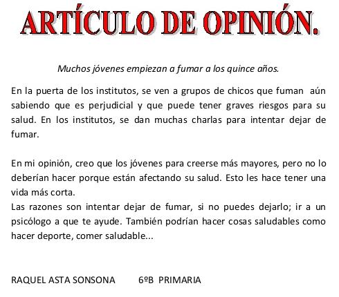 Ejemplo de carta de opinión :