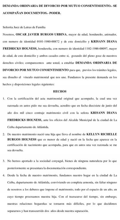 Modelo de demanda de divorcio en panama :