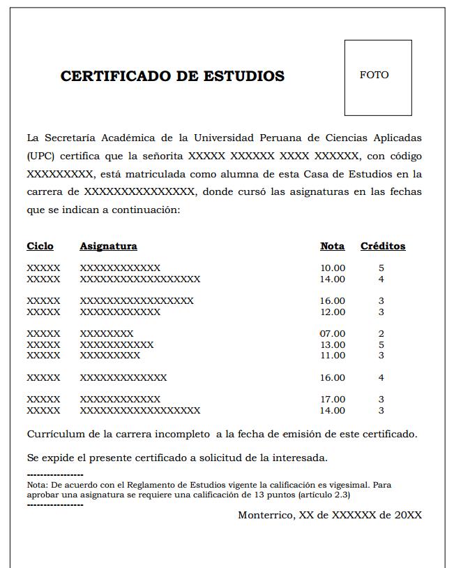 Modelo de certificado de estudios superiores per :