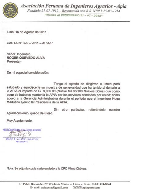 Carta De Agradecimiento Formal Por Un Trabajo Cartas De Agradecimiento Por Donación 3460