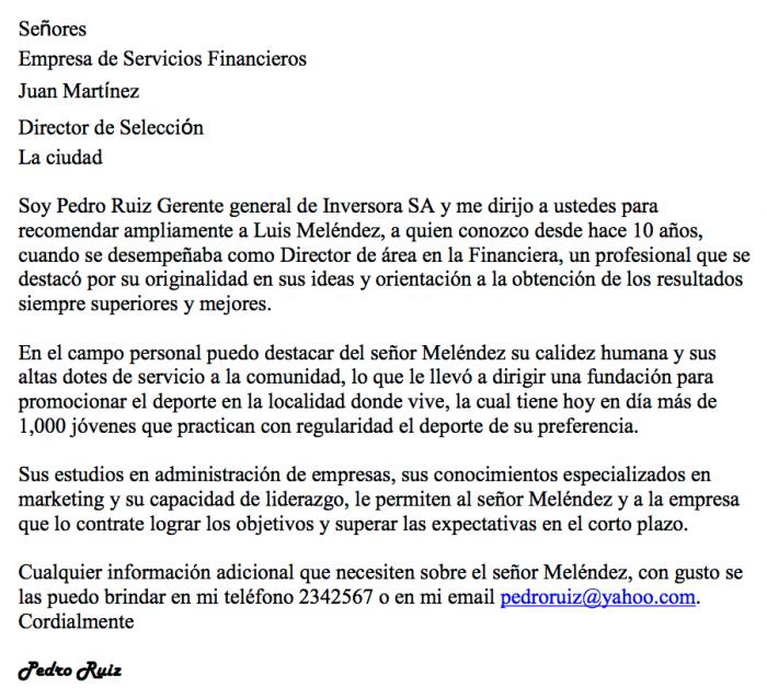 Modelo carta referencia laboral