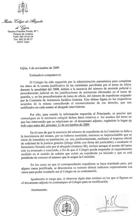 Carta de requerimiento :