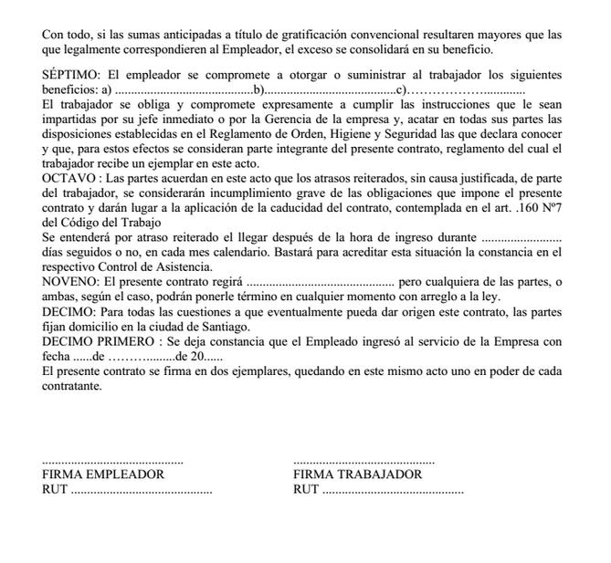 Modelo de contrato de trabajo para una secretaria