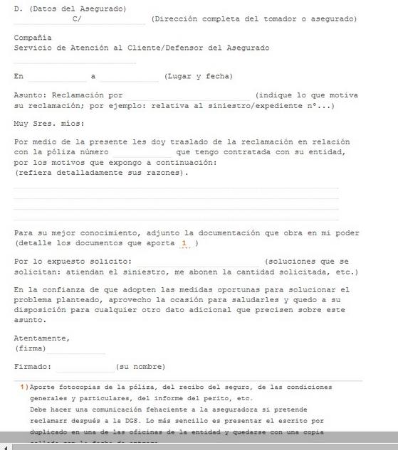 Modelo De Carta De Reclamacion A Compañia De Seguros 6625