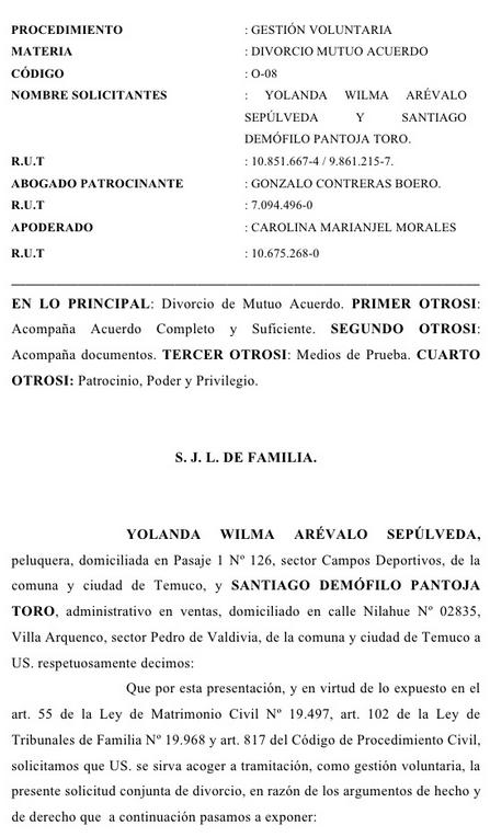 Modelo de demanda de divorcio de mutuo acuerdo con hijos mayores de edad :