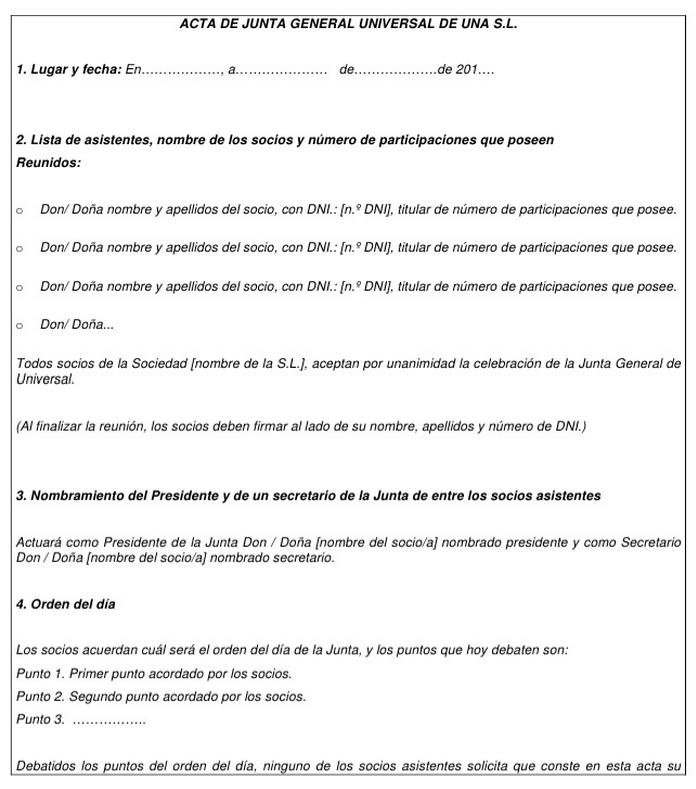 Modelo acta de liquidación de una sociedad limitada :