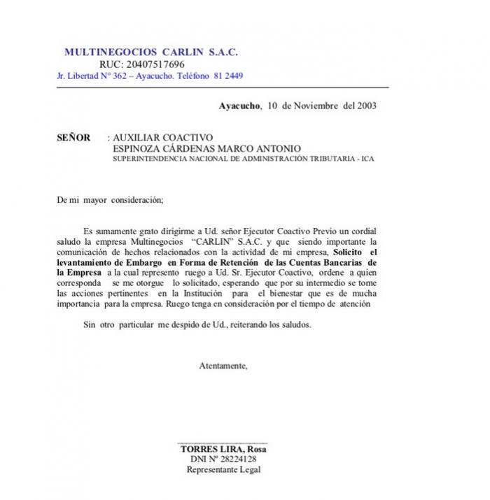 Carta de devoluci n de bien