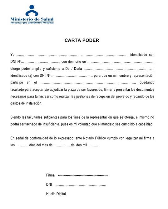 Modelo de carta poder :