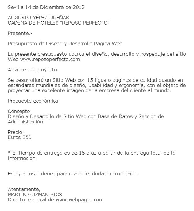 Carta De Presentacion De Presupuesto De Servicios Vrogue 3174