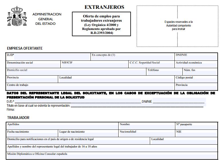 Modelo de contrato de trabajo para extranjeros :