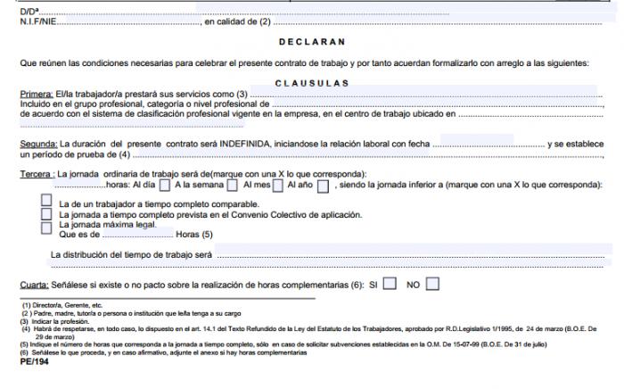 Modelo de contrato a tiempo parcial :