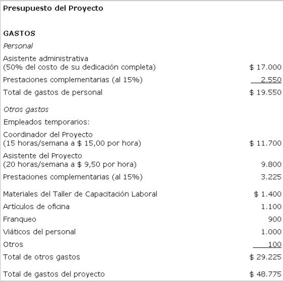 Modelo De Presupuesto De Un Proyecto