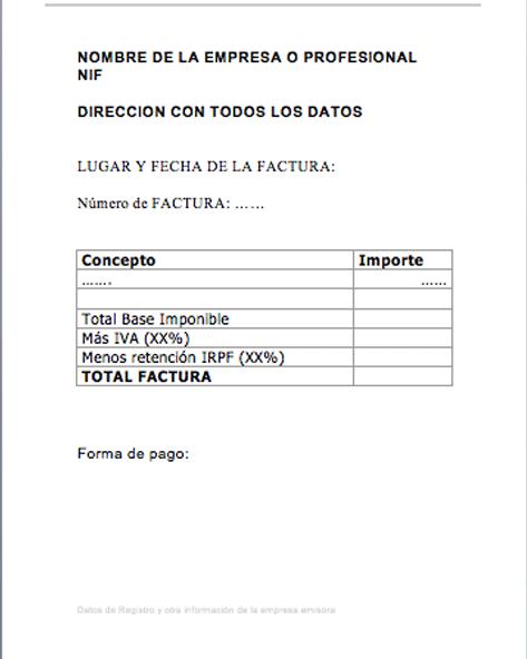 Tanga estrecha acoplador Hacer deporte Modelo de factura por prestación de servicios profesionales :