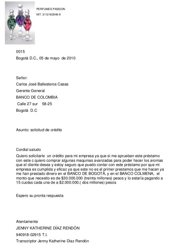 Ejemplo de carta de solicitud