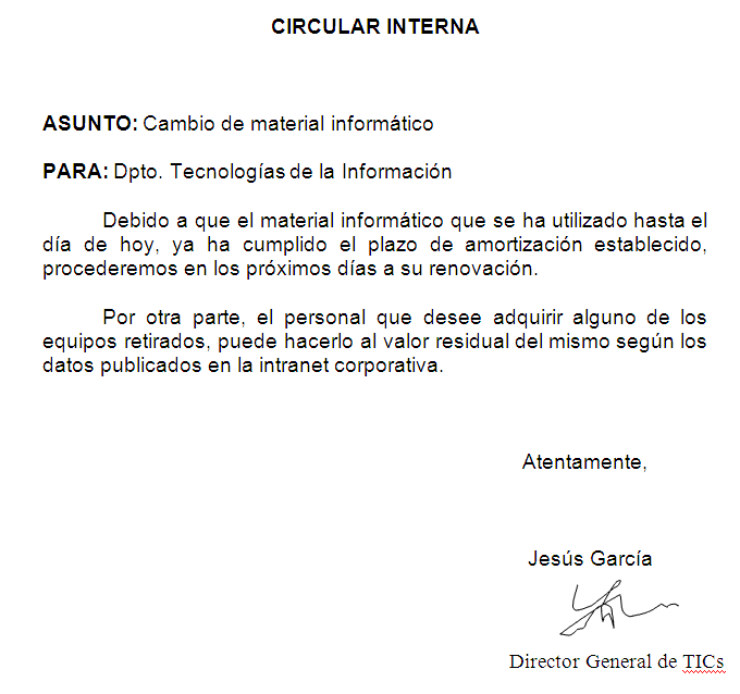 Ejemplo de circular