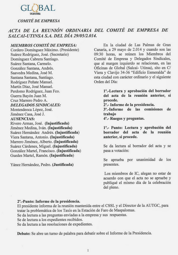 Modelo de acta 2014
