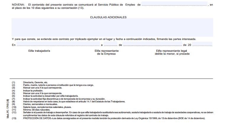 Modelo de contrato de trabajo de interinidad
