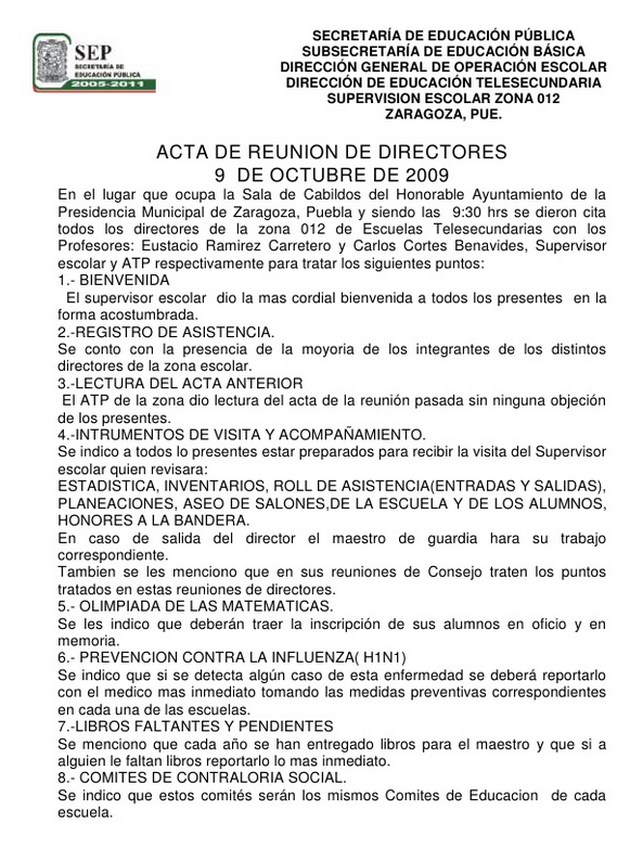10 modelos de acta