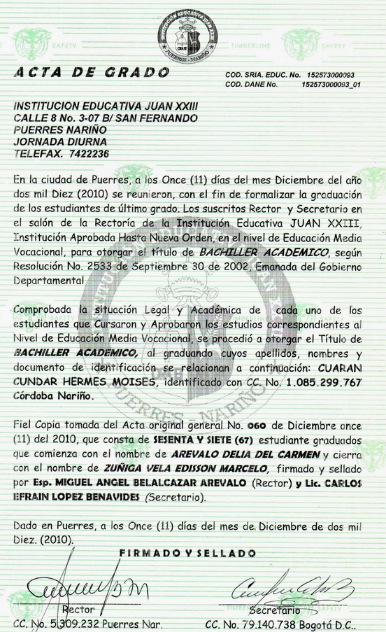 Modelo de acta de grado
