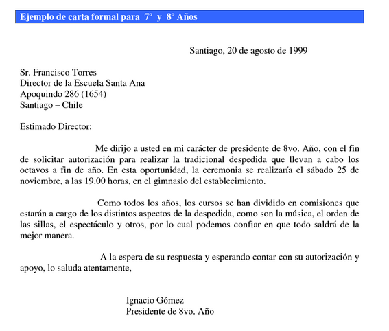Ejemplo de carta formal