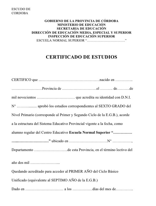 Modelo de solicitud de certificado de estudios de instituto