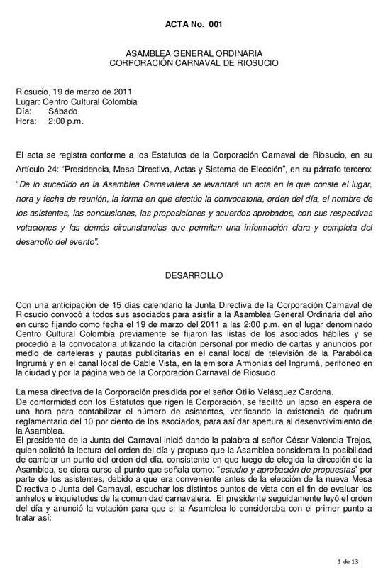 Modelo de actas en colombia