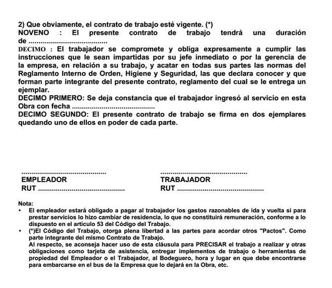 Modelo de contrato de trabajo construcción