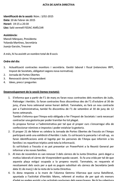 Modelo de acta de junta directiva