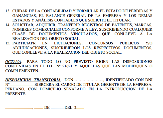 Modelo de minuta de constitucion de empresa eirl