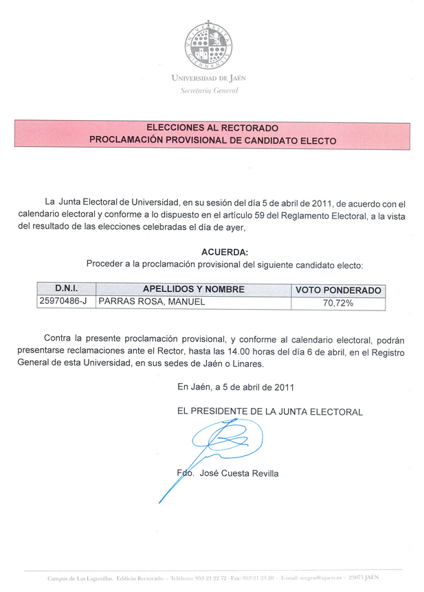 Modelo acta electoral 2011