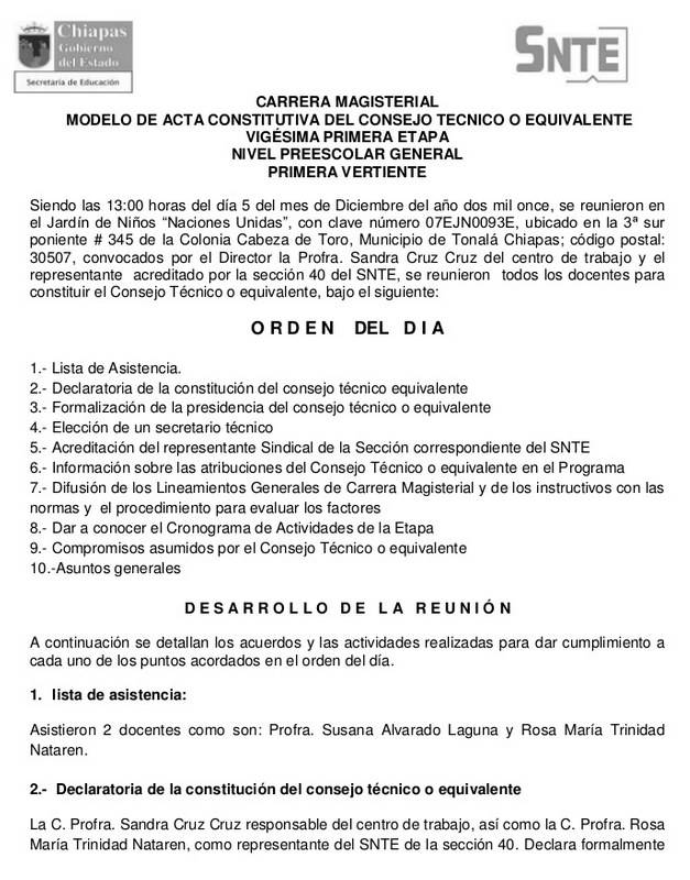 Modelo de actas estudiantiles